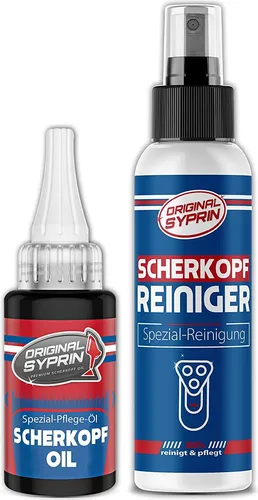 Original Syprin Scherkopföl und Scherkopfreiniger Set - für Rasierer Haarschneidemaschinen Trimmer Schermaschinenöl - Scherkopf Öl und Reiniger Bundle
