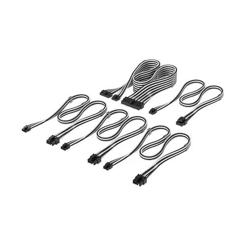 CORSAIR Elite Premium Cable Starter Kit Type 5 Weiß/Schwarz - Hochwertiges Kabel-Set für eine saubere und organisierte Verkabelung. Ideal für Gamer und PC-Enthusiasten, die Wert auf Stil und Funktionalität legen.