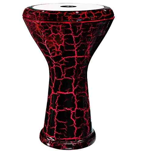 Orientalische Solo Darbuka mit Zubehör gerissener Lack Effeckt Schwarz/Rot