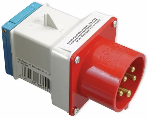 AS SCHWABE CEE-Adapter 5-polig 60495 - Stecker & Steckverbinder, ideal zum Anschluss von Geräten mit Schutzkontakt-Stecker an 16 A-Kraftsteckdosen, Schutzart IP44 für hohe Sicherheit.