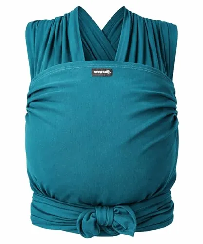 Hoppediz Elastisches Baby-Tragetuch - Petrol 5,40 m - Babytragen aus 100% Bio-Baumwolle, ideal für Neugeborene (2-9 kg); besonders weich und anschmiegsam für einfaches Rein- und Rausheben; empfohlen von Hebammen für das erste Bonding.