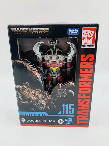 Transformers Studio Series Double Punch 11.5 cm - Figuren aus Transformers: Rise of the Beasts, wandelbar in 20 Schritten und mit abnehmbarem Vulkan-Hintergrund für actionreiche Posen.