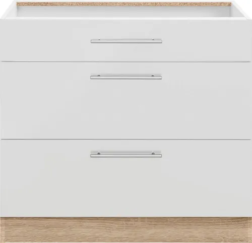 wiho Küchen Unterschrank Cali, TOPSELLER 90 cm breit, mit 2 großen Auszügen ohne Arbeitsplatte