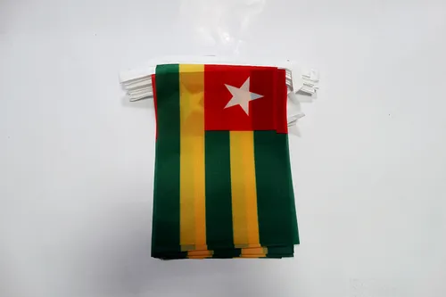 Guirlande 6 mètres 20 Drapeaux Togo 21x15 cm - Drapeau togolais 15 x 21 cm - Neu