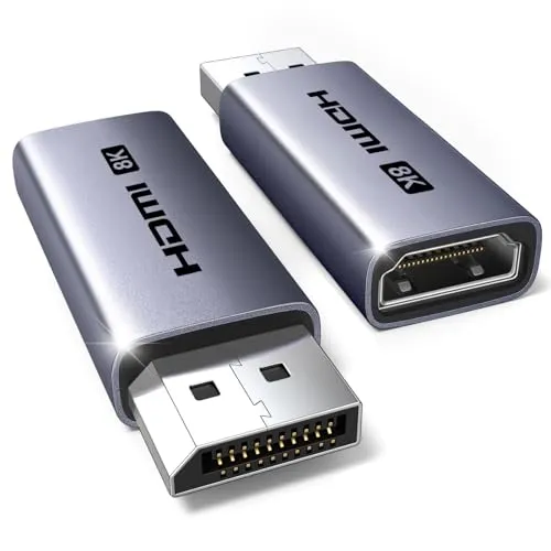 UGREEN 8K Displayport auf HDMI Adapter 2 Stücke, Unidirektional DP auf HDMI 8K@60HZ/4K@240Hz/2K@240Hz, Kompatibel mit HP, Dell, Projector, Monitor, AMD, GPU, NVIDIA