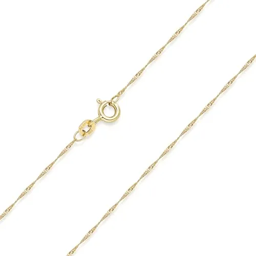 Materia Goldkette Damen Mädchen Singapurkette 585 Gelbgold - Elegante Goldkette mit diamantierter Oberfläche, ideal als Geschenk für Frauen und Mädchen. Ein Qualitätsprodukt Made in Germany, verpackt in einer schicken Schmuckschachtel.
