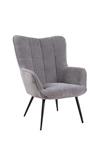 byLIVING Sessel Uta – Stilvoller Komfort in Grau - Moderner Sessel in Cord oder Samt, wahlweise mit Hocker. Gepolsterte Armlehnen und Rückenlehne für maximalen Sitzkomfort. Ideal für jedes Wohnzimmer.