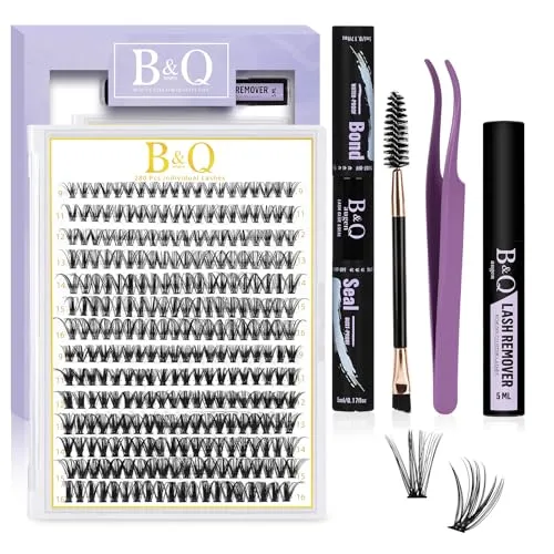 B&Q Wimpern Extensions set, 0,07D, Wimpern set, 9-15 Mix, Wimpernkleber, Entferner und Einsätze 30D+40D Wimpern Extension Set 7 Tage Halt für Anfänger, Packung mit 280 (Set-30D+40D-0,07D, Mix)