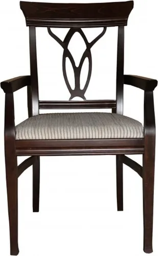 Casa Padrino Biedermeier Esszimmerstuhl mit Armlehne Beige/Braun - Eleganter Esszimmerstuhl im Biedermeier-Stil, bietet hohen Komfort und stilvolles Design für Ihr Zuhause.