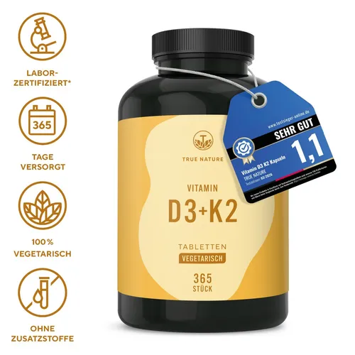 Vitamin C Kapseln – 1000 mg hochdosiert – TRUE NATURE® - Nahrungsergänzungsmittel mit 1000 mg Vitamin C pro Tagesdosis für ein starkes Immunsystem, magenschonend und vegan – ideal für die tägliche Unterstützung in stressigen Zeiten.