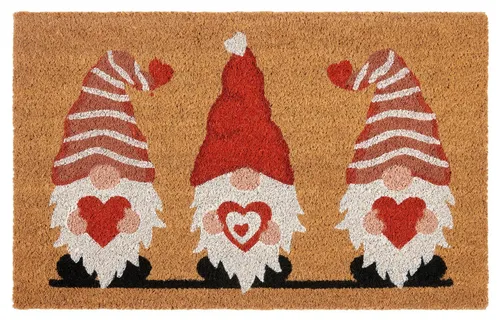 HANSE Home Fußmatte Kokos Gnome Heart, Türmatte, rechteckig, Höhe: 15 mm, Schmutzfangmatte, Rutschfest, Outdoor, Weihnachten, Kokosmatte, Zwerg