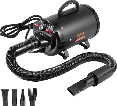 VEVOR Hundefön 2000W - Tierfön für professionelle Hundepflege - Haartrockner für Haustiere mit 70 m/s Windgeschwindigkeit und variablem Temperaturbereich von 29,4-57,2°C. Ideal für effizientes Trocknen und Pflege aller Fellarten.