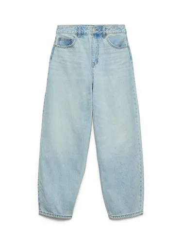 VERO MODA VMBILLIE Hohe Taille Barrel Fit Jeans - Stylische Mom Jeans mit hohem Bund und Barrel Fit, aus 100% Baumwolle für angenehmen Tragekomfort und lässigen Look.
