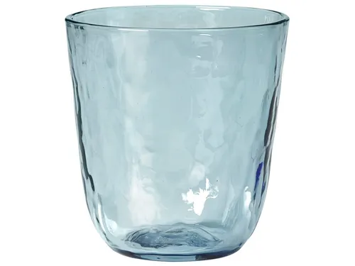 Broste Copenhagen Gläser-Set HAMMERED Trinkglas 4tlg. blau 0,335 l, Mundgeblasenes Glas, Hammered Glas
