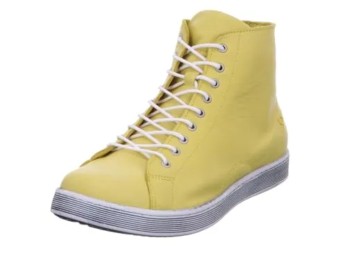Andrea Conti Damen High Top Sneaker, gelbgrün, 38 EU - Wanderschuhe mit herausnehmbarer Innensohle aus Rindsleder, ideal für Komfort und Atmungsaktivität, perfekte Wahl für aktive Frauen.