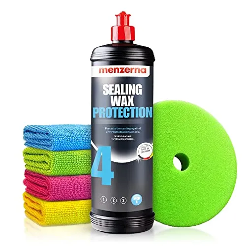 Autopolitur Set: Menzerna Sealing Wax Protection Versiegelung (1L) - Schützt den Lack lang & effektiv vor Umwelteinflüssen - Auto polieren, Politur, Glanz, Wachs, Coat, Ezenter, Rotation | 6-teilig