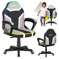 Huzaro Ranger 1.0 RGB Pixel Gaming-Stuhl für Kinder - Bürostuhl für Kinder von 80 bis 150 cm mit RGB-LED-Beleuchtung und atmungsaktivem Stoff. Ergonomisches Design fördert gesunde Sitzhaltung beim Lernen und Spielen.