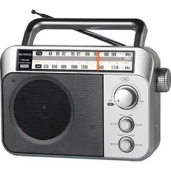 Retekess TR604 Tragbares Radio,AM FM Radio,Großer Knopf,Netzkabel oder Batteriebetrieb,Großer Lautsprecher Einstellbare Höhen Bässe Radio für ... - Silber