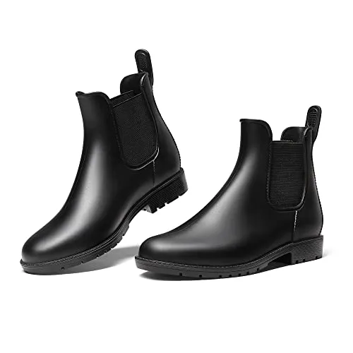 DREAM PAIRS Damen Gummistiefel Chelsea Boots - Wasserdicht und Stilvoll - Wanderschuhe: Wetterfeste Gummistiefel aus PVC mit rutschfester Sohle für Stabilität und Komfort bei jedem Wetter. Flexibel und langlebig dank 50,000-maligem Biegetest.