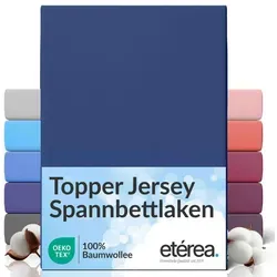 etérea Himmlische Qualität Spannbettlaken etérea Comfort Jersey Topper Spannbettlaken, Jersey, Gummizug: rundum, (1 Stück) blau 200 cm x 200 cm
