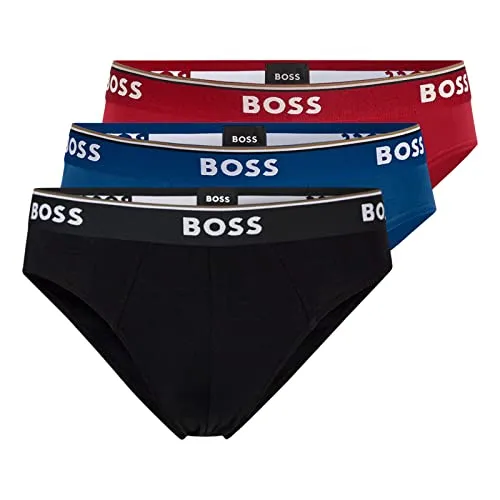 BOSS 3P Power Brief Blau/Rot - XX-Large Herren - Herrenunterhosen - Hochwertige Baumwolle mit Elasthan für optimalen Komfort und Bewegungsfreiheit, stilvolles Design mit dezentem BOSS-Logo.