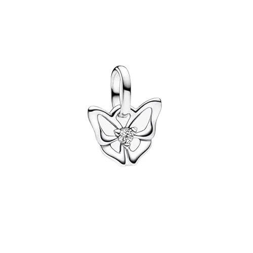 PANDORA ME Schmetterling Mini-Charm-Anhänger aus Sterling Silber - Bead Charms für Damen, mit funkelndem Zirkonia und Symbolik der Freiheit, kompatibel mit ME und Moments Armbändern.