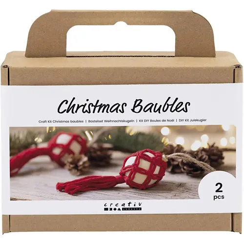 Creativ Company DIY Sets Macramé Kreativ Set Weihnachtskugeln, Weihnachtsrot,...