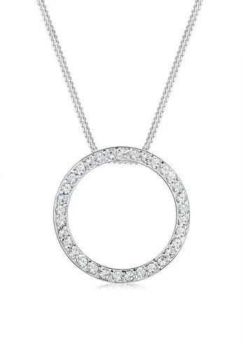 Elli Collierkettchen Kreis Kristalle 925 Silber - Colliers mit glitzerndem Kreis-Anhänger aus 925er Silber, besetzt mit 33 Swarovski® Kristallen für glamouröse Eleganz bei jedem Anlass.