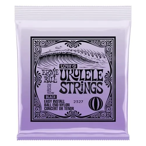 Ernie Ball Concert/Tenor Schwarze Ukulele-Nylonsaiten und gewickelte G-Saite mit Kugelenden