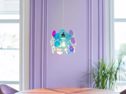 Kleine Retro LED Pendelleuchte Ø 25cm – Schimmernde Esstischlampe - Diese 25cm große LED Pendelleuchte begeistert mit ihrem einzigartigen Design und erzeugt ein faszinierendes Lichtspiel. Ideal für kreative Akzente über dem Esstisch oder im Wohnzimmer. Dimmbar für stimmungsvolles Ambiente.