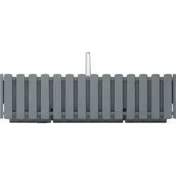 Prosperplast Balkonpflanzenhalter BOARDEE FENCE W Grau 58 cm - Praktischer Balkonkasten mit Bewässerungssystem für Innen- und Außenbereiche. Hergestellt aus wetterbeständigem Kunststoff, ideal für rustikale und moderne Arrangements. Einfach zu montieren und sorgt für eine stilvolle Pflanzenpräsentation.