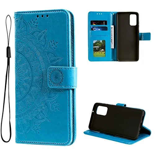 CoverKingz Handy Cover kompatibel mit Samsung Galaxy A53 5G - Handyschutz mit Kartenfach Klapphülle - Bookcase Hülle aufklappbar Motiv Mandala Blau