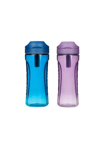 Sistema 600ml Swift Bottle 2 Pack - Robuste Trinkflaschen - Praktisches Set mit 2 Sistema Tritan Trinkflaschen (600 ml) für Kinder und Erwachsene. Mit breiter Öffnung, auslaufsicherem Deckel und strapazierfähigem Tritan-Material. Spülmaschinen- und gefriersicher, BPA-frei.