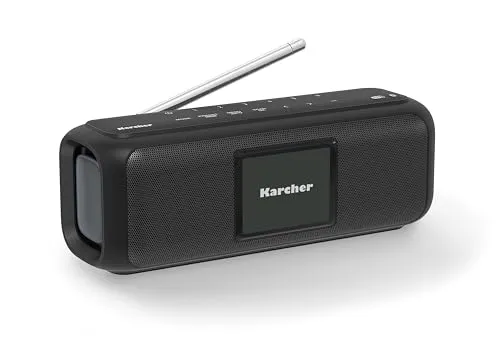 Kärcher DAB Go tragbarer Bluetooth Lautsprecher & Digitalradio - Kompaktes DAB+ & UKW Radio mit Bluetooth 5.1, 8 Stunden Akkulaufzeit und Weckfunktion. Perfekt für Musikgenuss überall - zu Hause, im Büro oder unterwegs!
