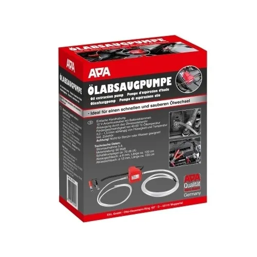 APA 21014 Ölbbsaugpumpe 12V - Schnelle und saubere Ölwechselpumpe, ideal für Diesel und Heizöl, einfach über Autobatterie betreiben