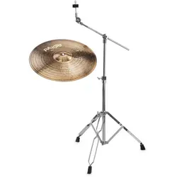 Paiste 900 Series 18" Heavy Crash mit Galgenbeckenständer SET - Hochwertiges Set aus handgehämmertem CuSn8 Bronze mit dunklem Finish, bietet helle und volle Klangakzente. Inklusive stabilen Galgenbeckenständer für den professionellen Einsatz.