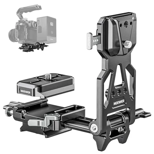 NEEWER Faltbare V Mount Battery Plate Akkuplatte mit Schnellwechsel Kamera Basisplatte vom Typ Arca DSLR Kamera Video Rig, kompatibel mit SmallRig V Mount Battery Cage DJI RS4 RS3 Gimbal, PS015 PRO