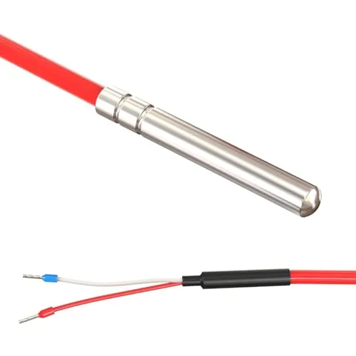 Lumonic Temperaturfühler PT1000 mit Silikonkabel 5m I -50...200°C I 6mm I 2-Leiter-Anschluss I IP65 I Temperatursensor Fühler I für Heizung, Wärmepumpe, Fotovoltaik, Automation
