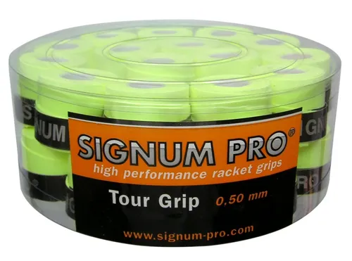 Signum Pro Overgrip Tour 0.5mm Gelb - 30er Box - Tennis Overgripband, extrem griffig und schweißabsorbierend, ideal für optimale Kontrolle und Spielgefühl. Verpackt in praktischer 30er Box.