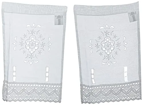 Home Fashion 023/915-0105 045X0030CM Fensterbilder Leinenstruktur Lochstickerei, Stoff, Weiß, 45 x 30 cm