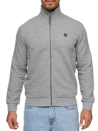 Indicode Herren Bermie Sweatjacke mit Stehkragen | Cardigan in Lt Grey Mix, Größe S - Bequeme Herrenjacke aus weichem Baumwollmaterial, mit Stehkragen und durchgehendem Reißverschluss. Ideal für sportliche und lässige Looks, sorgt für hohen Tragekomfort und modernes Design.