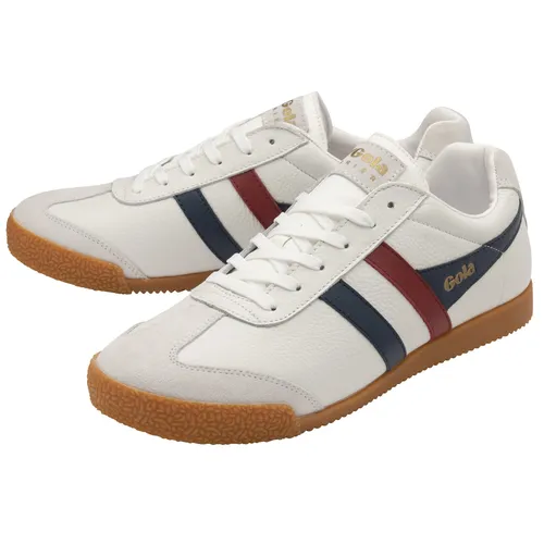 Gola Sneaker Harrier Leder weiß/navyblau/rot Herren, Größe 48 (15) - Trendiger Gola Sneaker Harrier aus Leder, ideal für Freizeit und Business. Zeitloses Design und rutschfeste Sohle sorgen für hohen Tragekomfort und vielseitige Kombinationsmöglichkeiten.