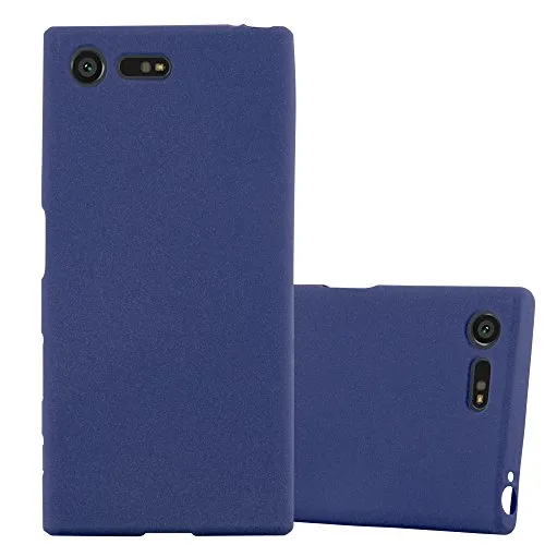 Cadorabo Hülle kompatibel mit Sony Xperia X COMPACT Schutzhülle TPU Silikon Case Frost Design Slim Kratzfest Weiche Gummi mit Rundumschutz Case Hülle für Sony Xperia X COMPACT in Blau