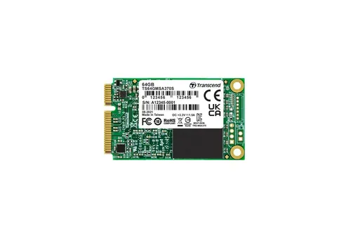 Transcend 64GB mSATA SSD TS64GMSA370S - Schnelle Leistung - Festplatten: Transcends 64GB mSATA SSD bietet SATA III 6Gb/s Geschwindigkeit, ideal für Ultrabooks und Tablets, mit hoher Zuverlässigkeit und kompaktem Design.