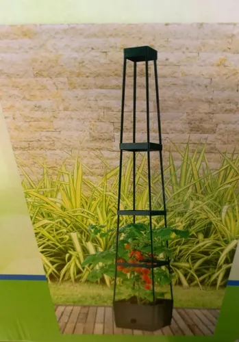 Floraworld Tomatenpflanzturm mit Kasten 150 cm anthrazit FW - 11785 - Hochwertiger Tomatenpflanzturm für platzsparendes Gärtnern, ideal für Balkone und kleine Gärten, mit stabilem Kasten für optimale Pflanzenpflege.