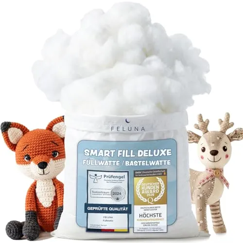 Feluna Füllwatte für Kissen; Flauschiges Polyester Füllmaterial Stopfmaterial; Kissenfüllung Stofftier- & Bastelwatte; Öko-Tex Zertifiziert (0,25 Kg.)