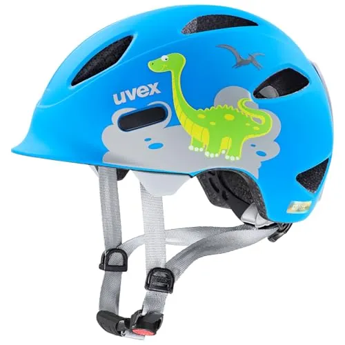 uvex oyo style Kinderfahrradhelm - dino blue matt, 50-54 cm - Fahrradhelme mit leichter Konstruktion und hohem Schutz. Integrierter Seitenschutz und individuelles Anpassungssystem für optimalen Sitz. Erweiterbar mit optionalem LED-Licht.