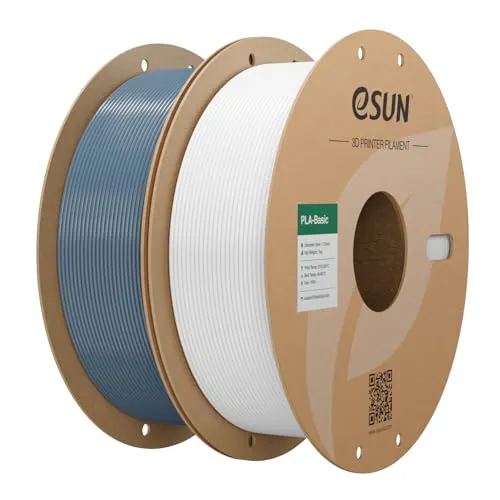 eSUN PLA Filament 1.75mm, PLA Basic 3D Drucker Filament Maßgenauigkeit +/- 0.03mm, 1KG pro Spule, 2 Spulen 3D Druck 3D Filament, Grau+Kaltes Weiß