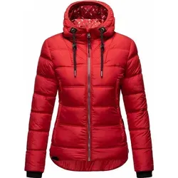 Navahoo Damen Winter Steppjacke Renesmee - Modischer Parka in Rot, Größe 36 - Stylische Damen Winter Steppjacke Renesmee mit Kapuze und wasserabweisendem Material. Ideal für Outdoor-Aktivitäten, mit tailliertem Schnitt für eine feminine Silhouette. 100% vegan und ohne Daunen!