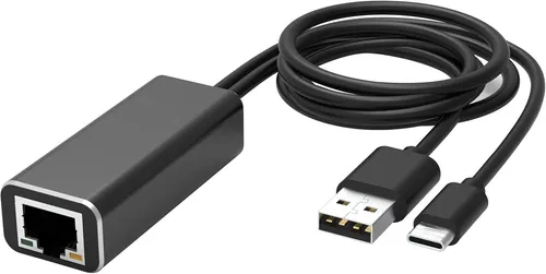 waipu.tv Ethernet Adapter 4K Stick | USB-C auf RJ45 | LAN Netzwerkadapter mit USB 2.0 Netzkabel für Stromversorgung